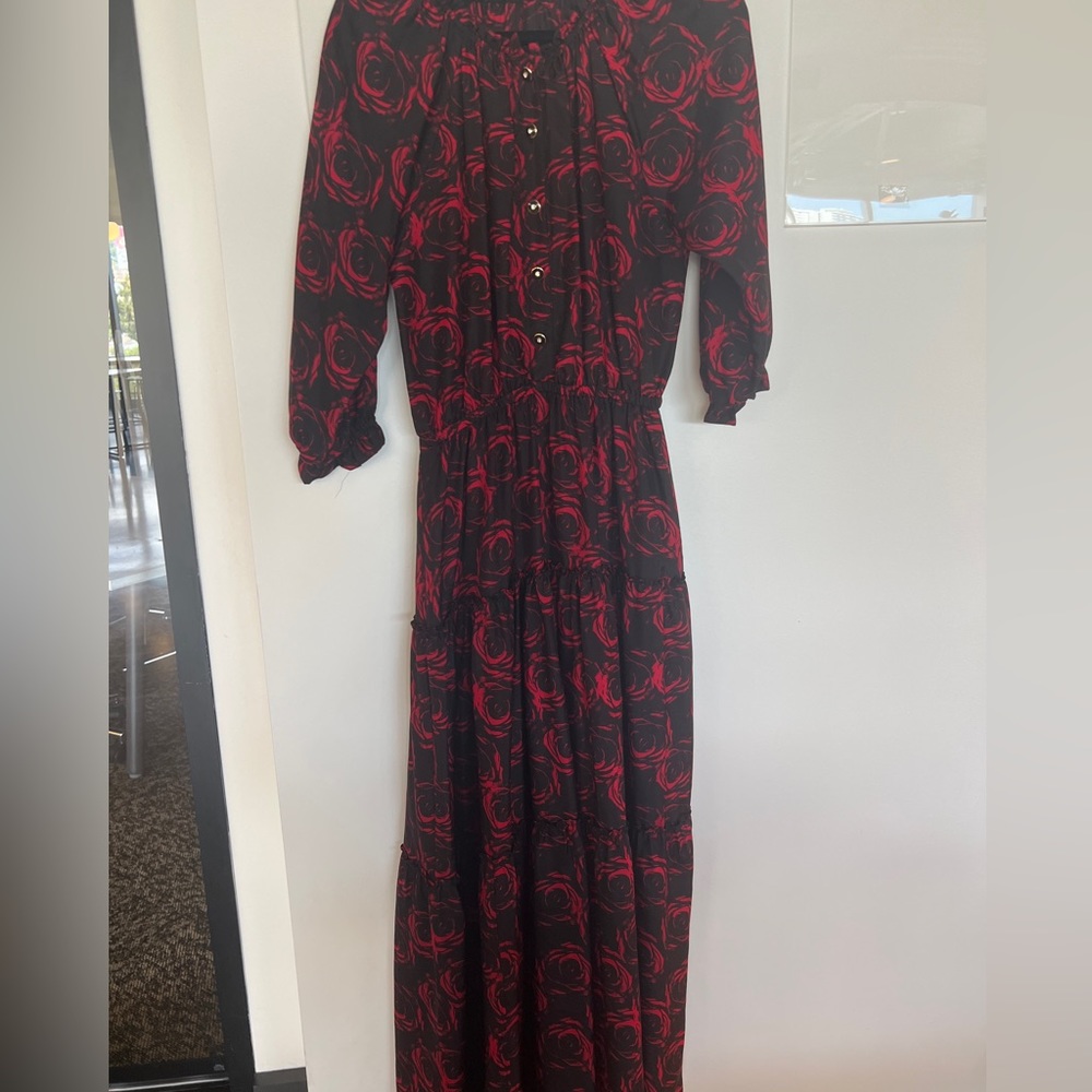 LOND SLEEVE ELEGANT FLORAL MAXI